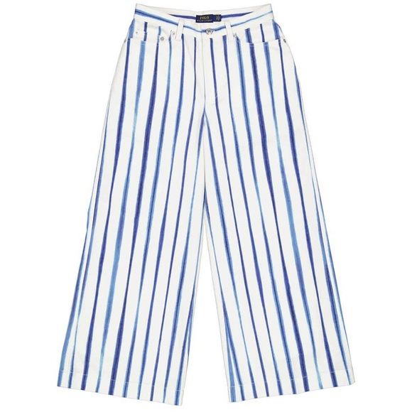 Polo Ralph Lauren Pants - Polo Ralph Lauren Striped Wide Cropped Trousers